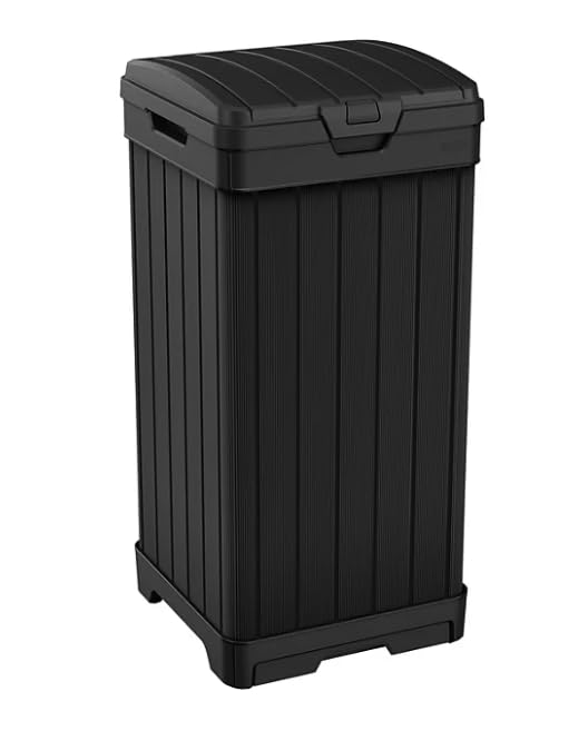 Outdoor Trash Can with Hinged Lid
