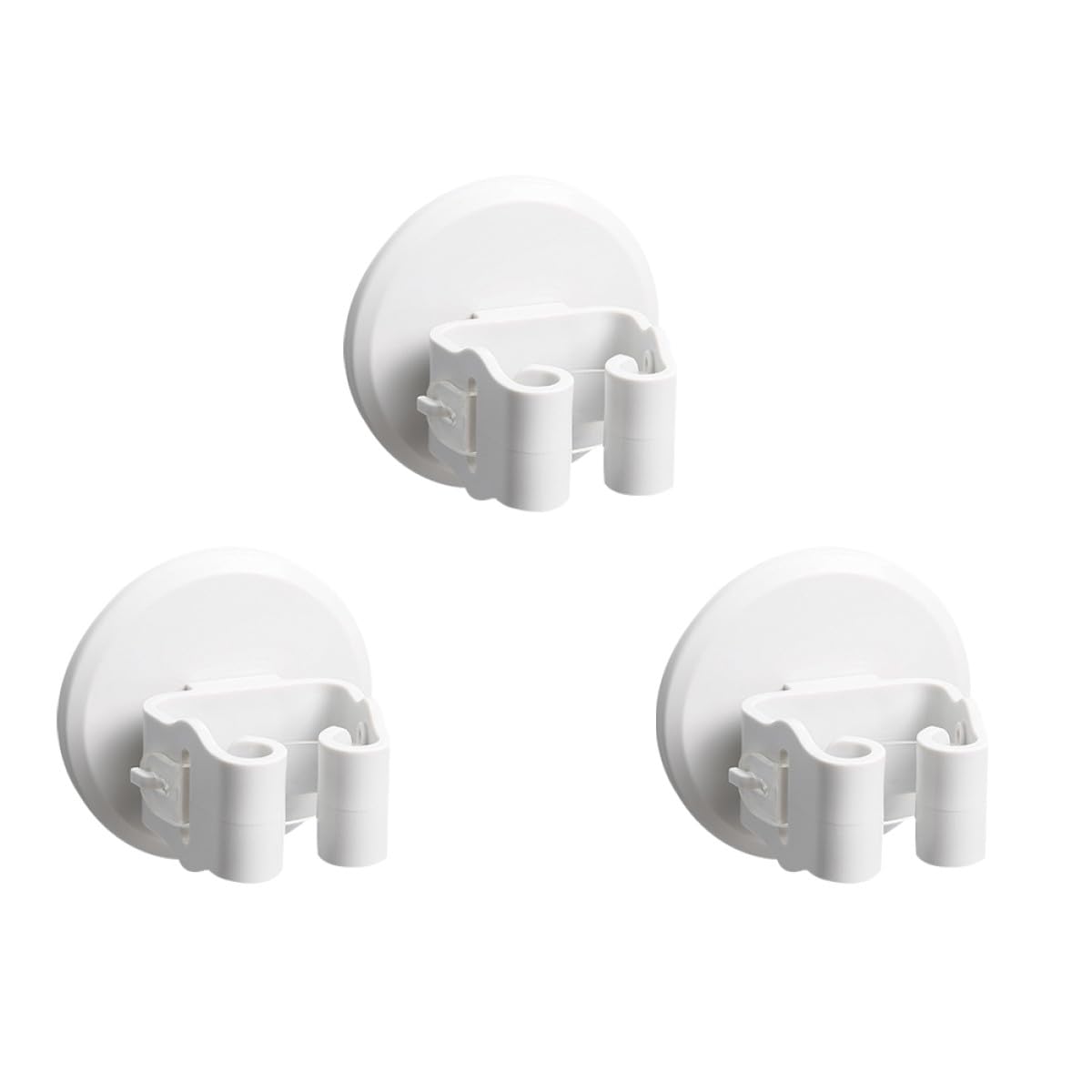 3pcs Wall mounted Mop and Broom Holder Set with White Suction Cup Clamps