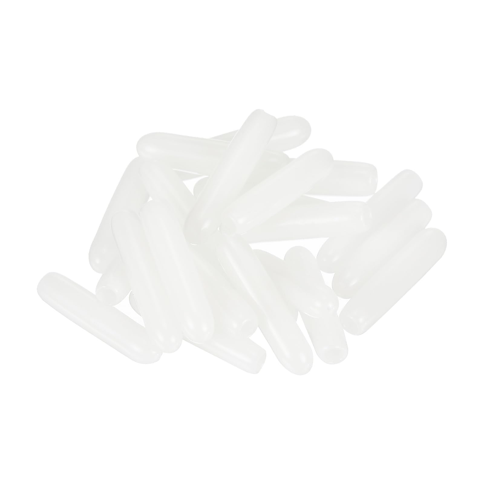20pcs Rubber End Caps 1.8mm ID Vinyl Round Tube Bolt Cap Cover Thread Protectors White