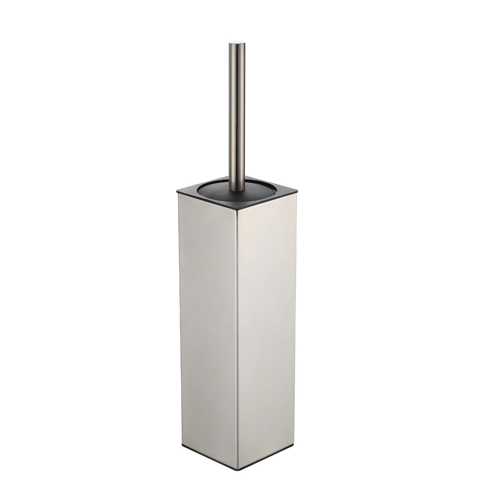 Toilet Brush and Holder Set Brushed Nickel Aluminium Freestanding Toilet Bowl Cleaner Brush and Holder for Bathroom Storage and Organization