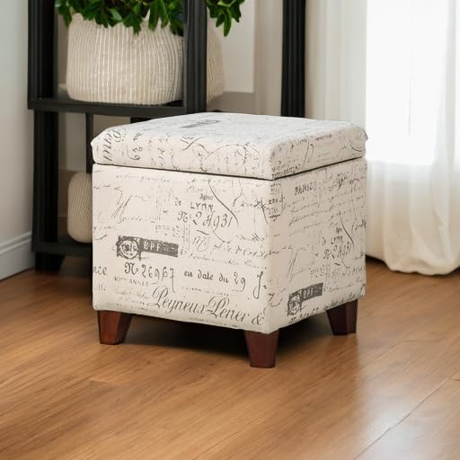 Fabric Script Pattern Cube Storage Footstool