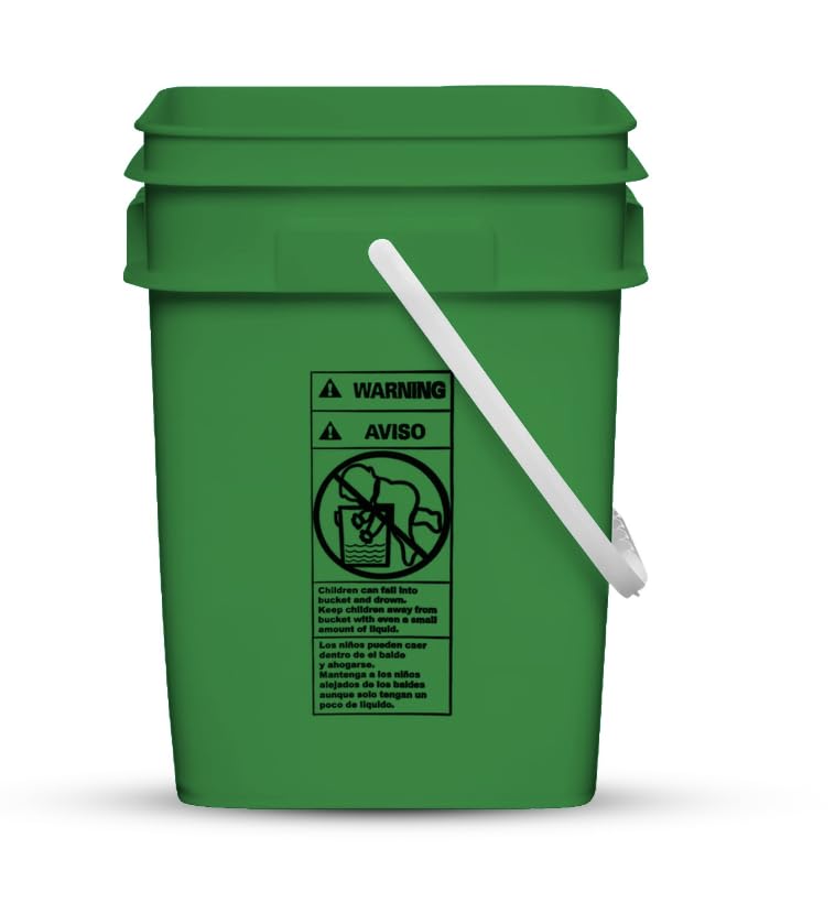 4 Gallon Square Food Grade Bucket Pail with Plastic Handles and Lid