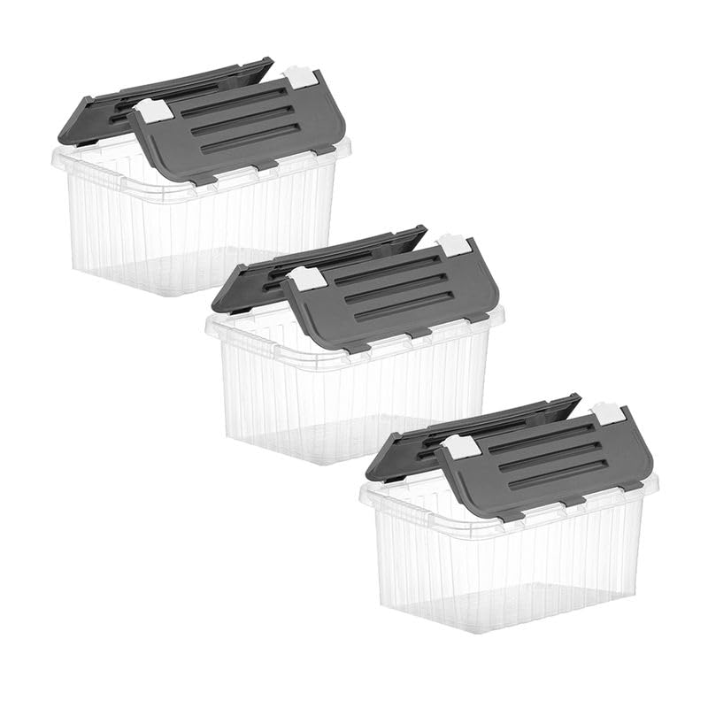 Clear Storage Boxes with Attached Lids (3 Count)