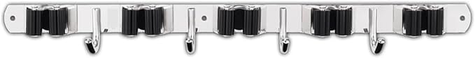Garage Wall Hook 5 Clamps 4 Hooks for Bicycles Garden Tools Space Efficient Design Broom Holder Wall Mount