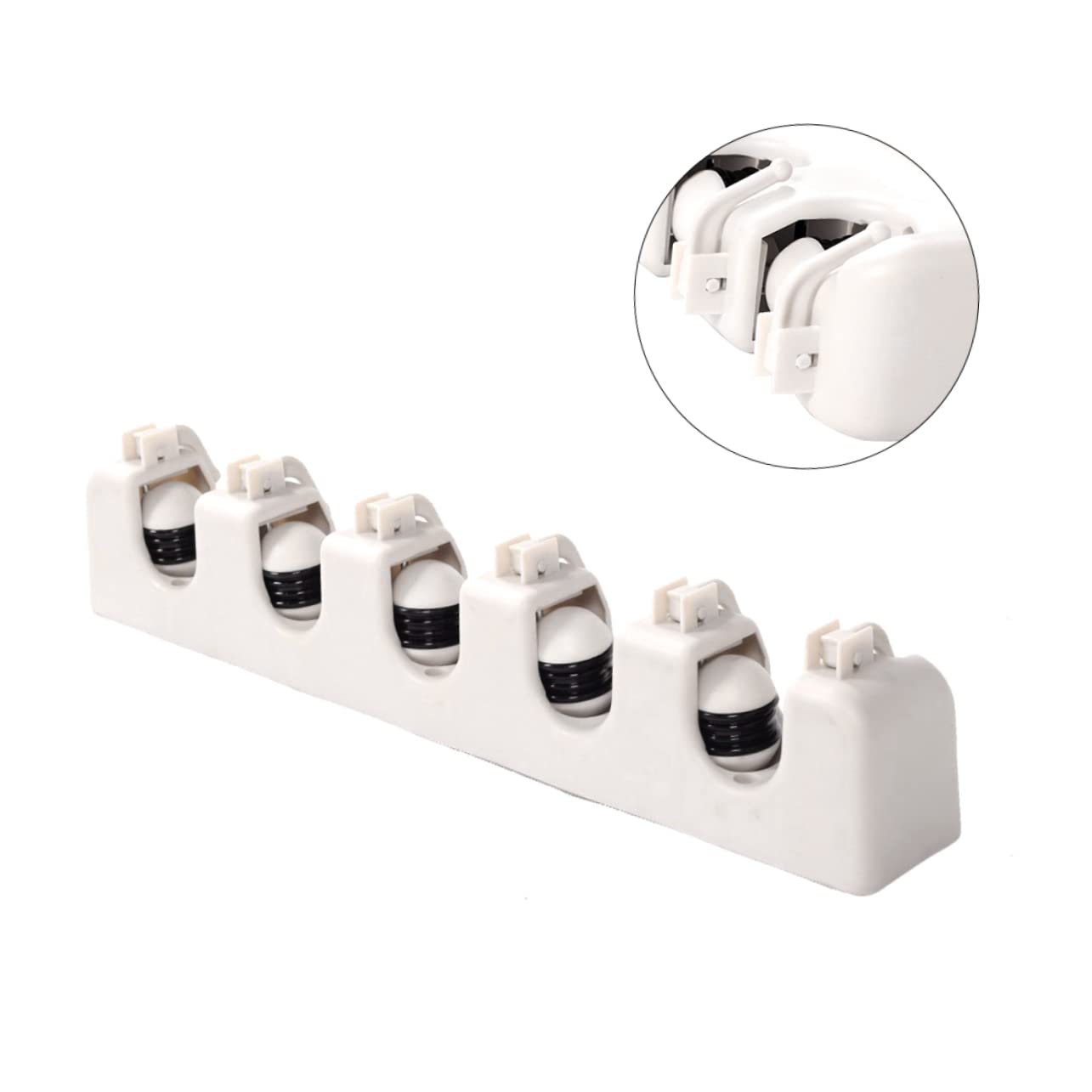 Wall Mounted Mop Holder Broom Organizer Storage Rack with 5 Positions 6 Hooks Space