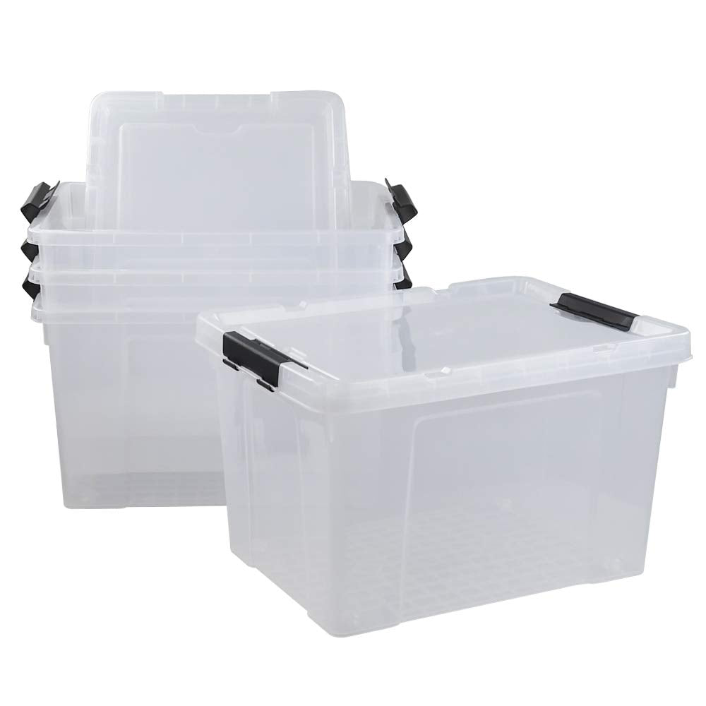 50 Quart Large Clear Rolling Storage Containers Bins with Lid (4 Count)