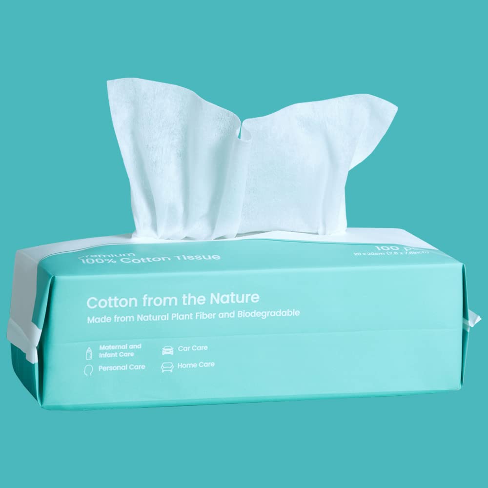 100% Cotton Facial Tissue Soft Dry Wipe 6 Pack (600 Count) - ModHome Supplies