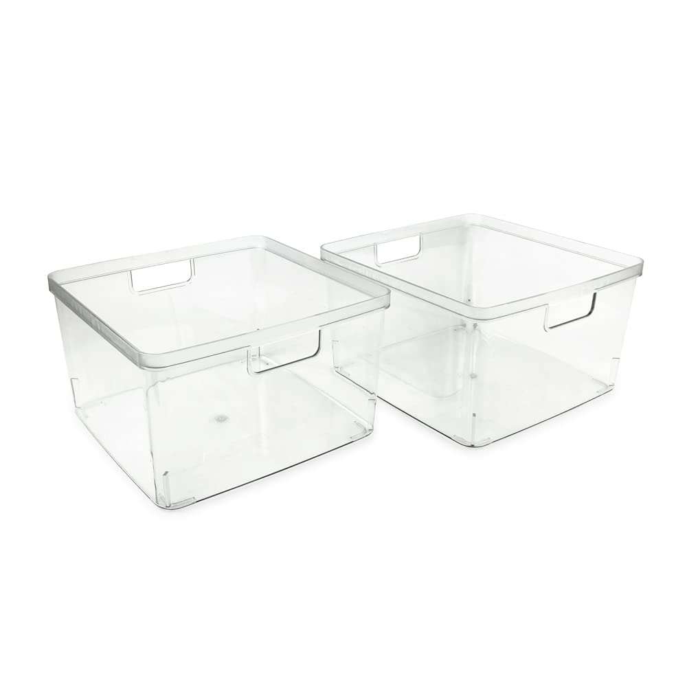 2 Pack Square Clear Storage Bins (2 Count)