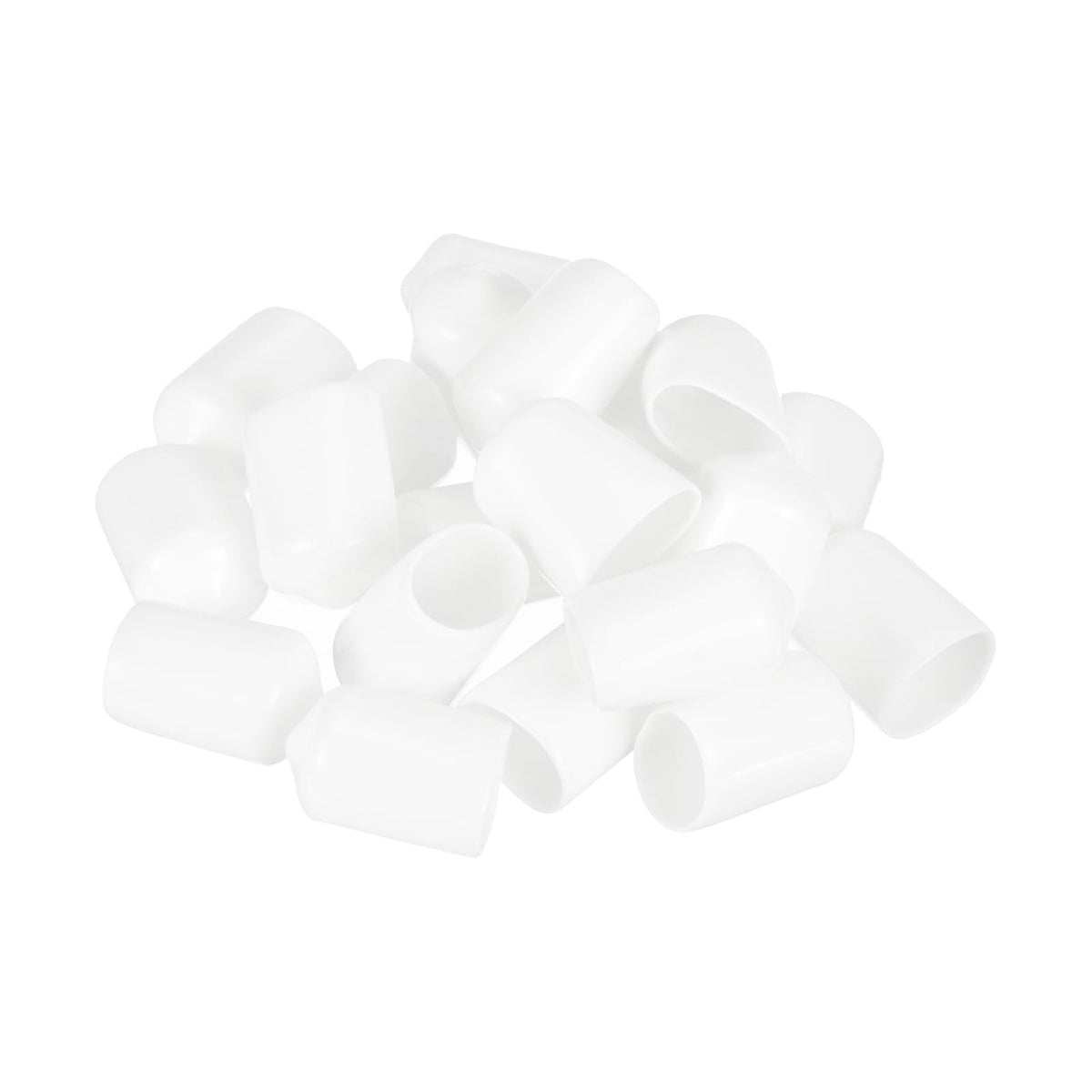 20pcs Rubber End Caps 13.5mm ID Vinyl Round Tube Bolt Cap Cover Thread Protectors White