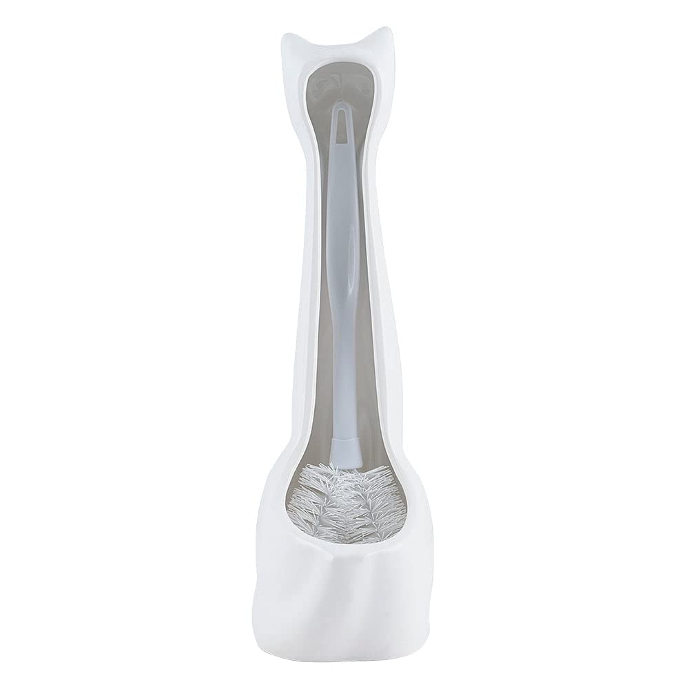 Cat 3 Piece White Ceramic Toilet Brush Holder w