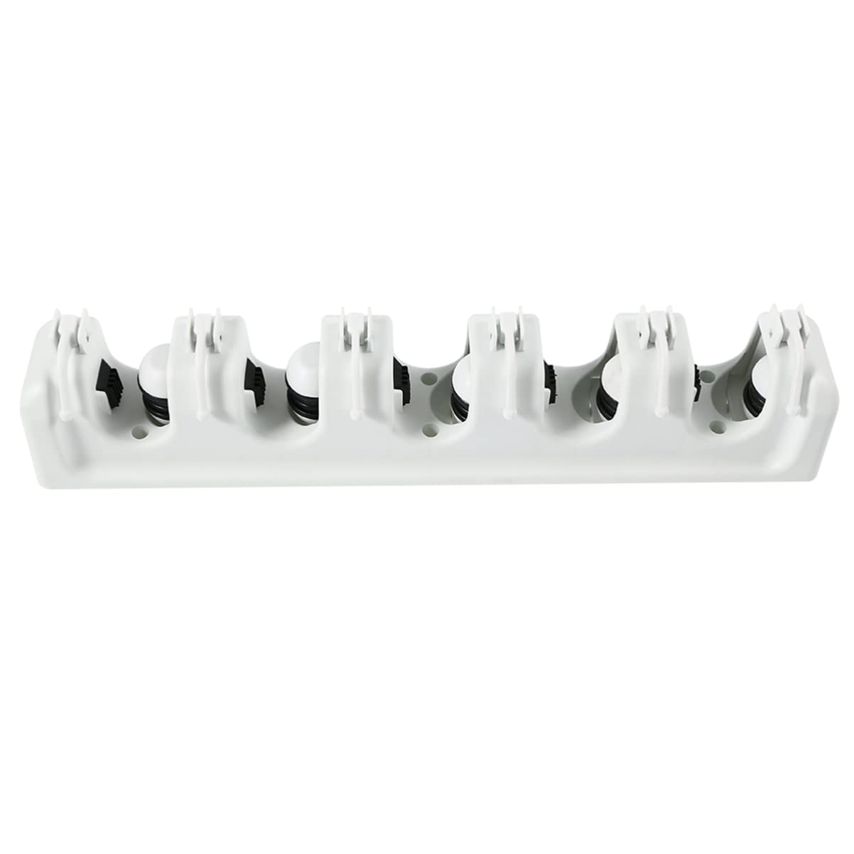 Mop and Broom Holder Wall Mounted Storage Rack Slots Hooks for Garage Garden Kitchen Organization Versatile Umbrella and Tool Storage Rack White