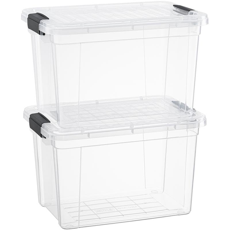 Small Clear Storage Boxes with Lids (2 Count)