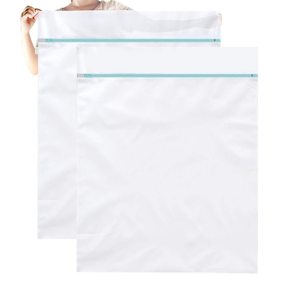 2 Pack Extra Large Laundry Mesh Bag 43 x 35 Inch Mesh Laundry Bag Zippered Big Net Bag for Blanket Sweater Coat Bedding Sheet in Home Dorm Hotel Don't Drying (2 Count)