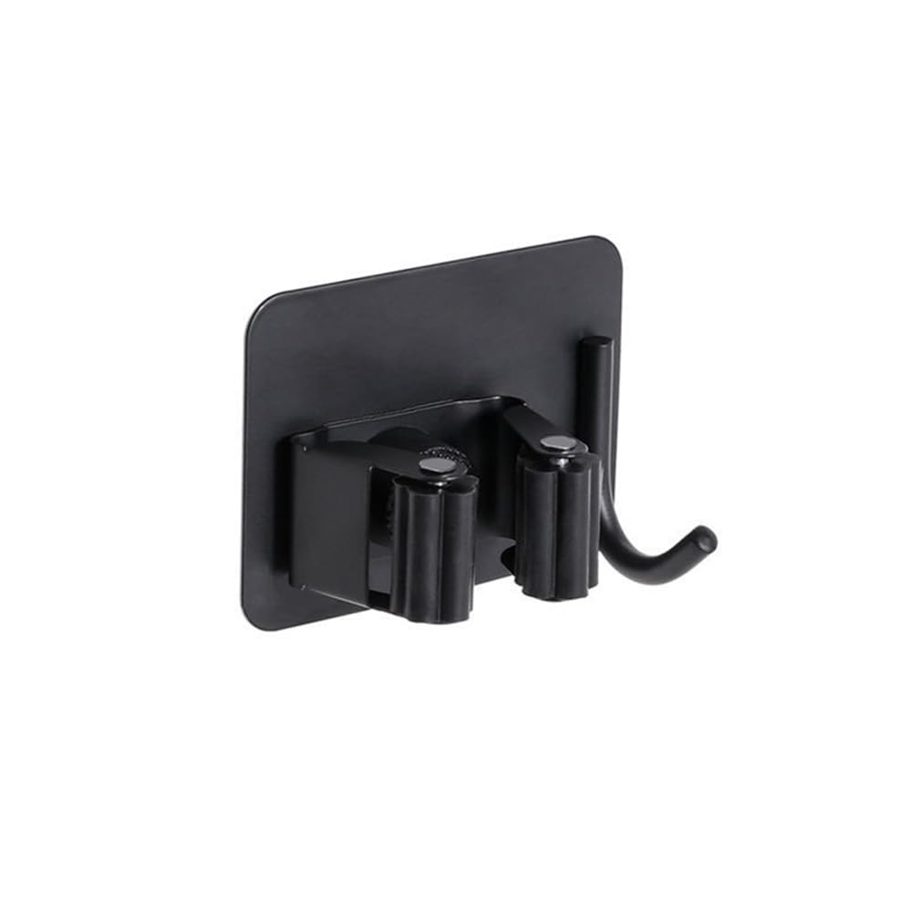 Pack of 4 Stainless Steel Broom Holder No Drill Mop Wall Mount Holder Gripper Rack with Hook Hanger Garden Tool Organizer (4 Count)