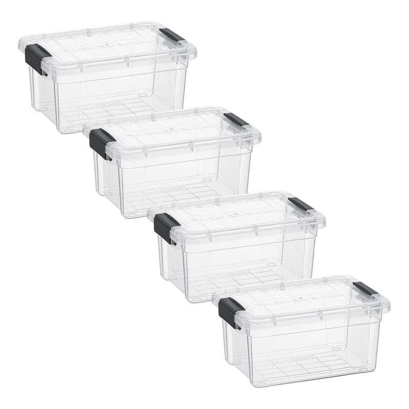 3.4 Quart Clear Plastic Storage Boxes with Lids (4 Count)