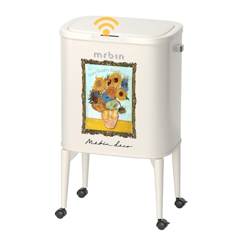 Metal Motion Sensor Kitchen Trash Can with Wheel Legs