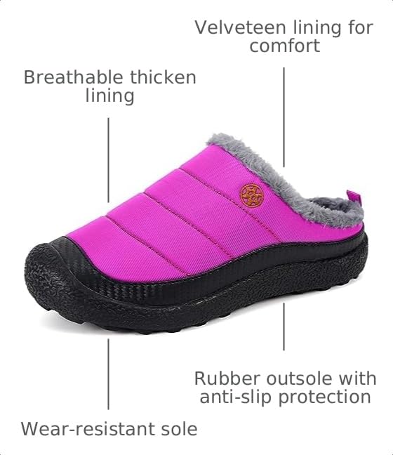 Womens Mens House Slippers Outdoor Winter Shoes Purple