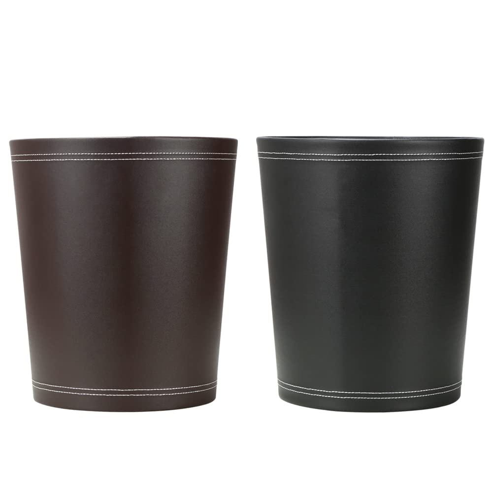 Classic Pu Leather Trash Can Wastebasket