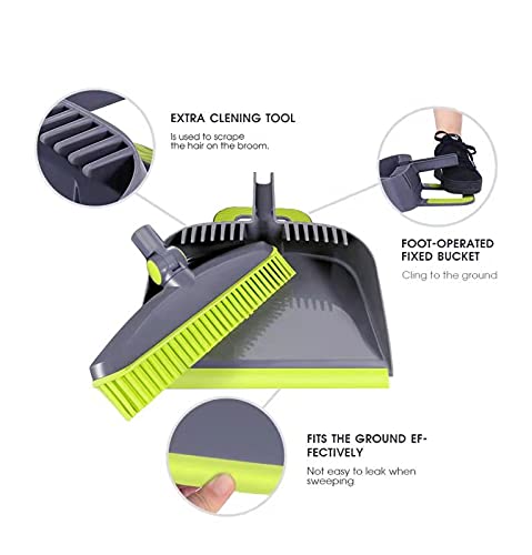 Adjustable Rubber Push Broom and Dustpan Set