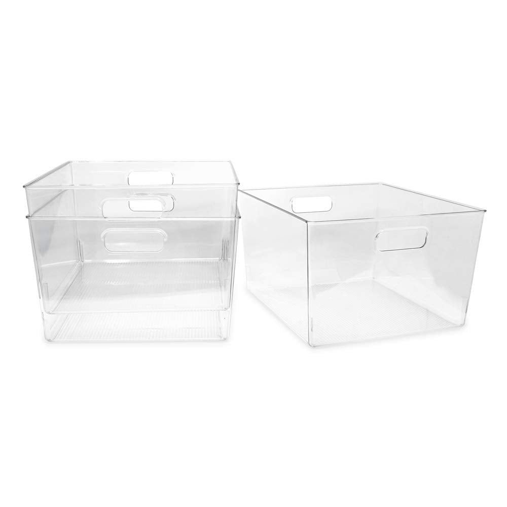 3 Pack XL Clear Storage Bins with Handles (3 Count)