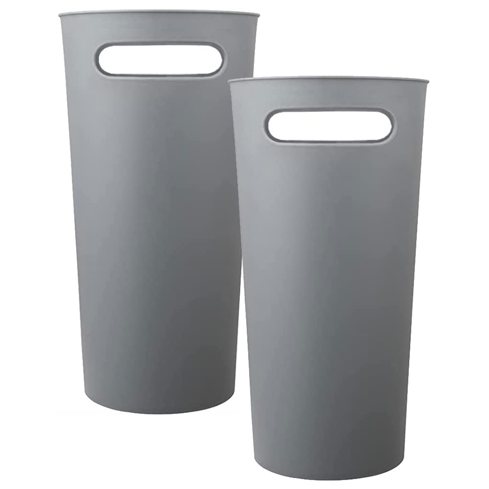 Small Trash Can Plastic Bathroom Wastebasket 3.2 Gallon Slim Garbage Container Bin with Handle for Home Kitchen Bathroom Bedroom Office (2 Count)