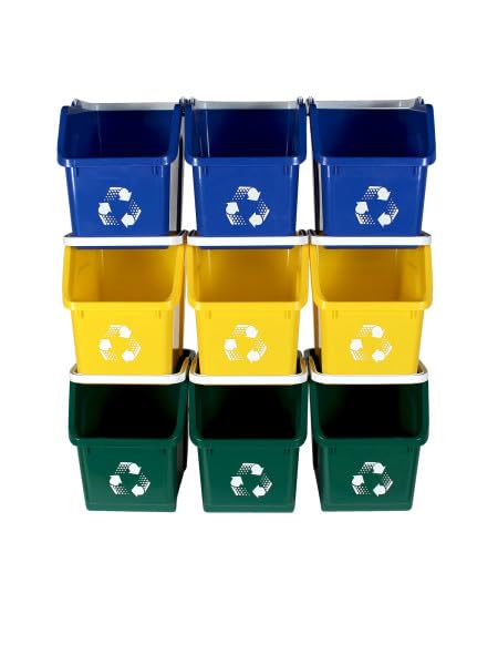 Multi Bin 6 Gallon Stackable Recycle Bins (9 Count)