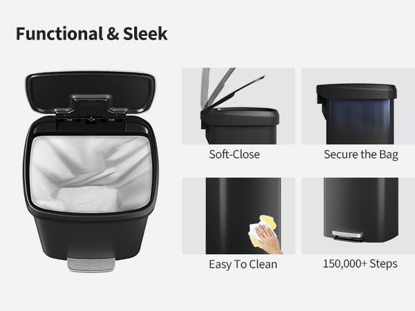 13 gal 50 L Plastic Trash Can with Lid