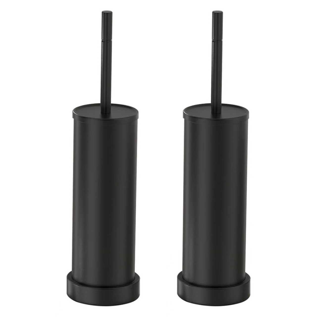 2 PCS Black 304 Stainless Steel Toilet Brush and Holder Set (2 Count)