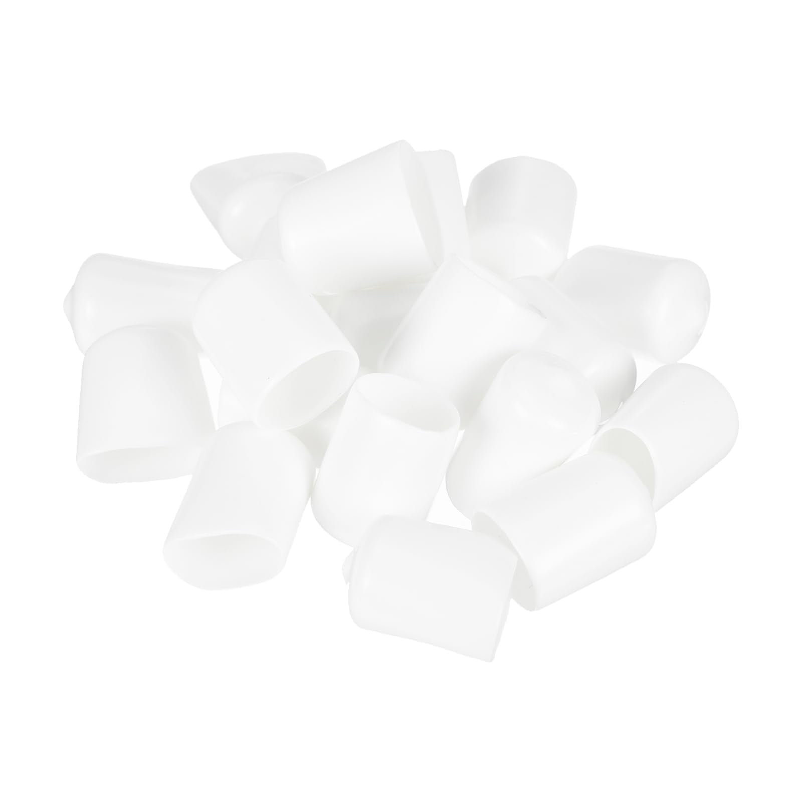 20pcs Rubber End Caps 15.5mm ID Vinyl Round Tube Bolt Cap Cover Thread Protectors White