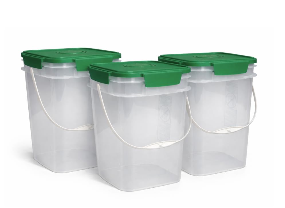 4 Gallon Square Food Grade Bucket Pail with Plastic Handles and Lid