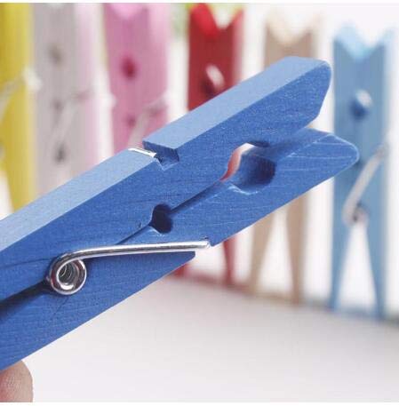 Wood Clothes Pins for Crafts Party Decor Small Clips Hold Card with Jute Twine Dark Blue Pack 50 (50 Count)