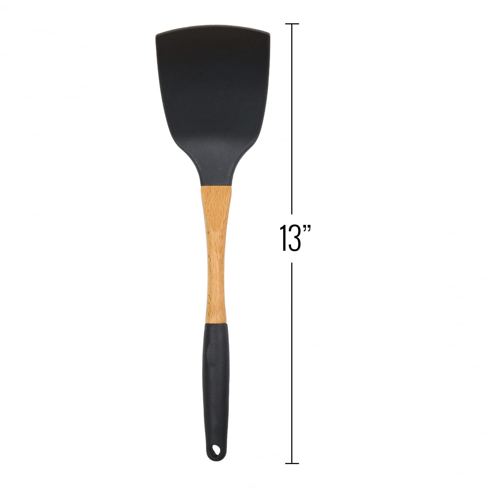 Grey Nylon Spatula with Wooden Handle Kitchen Utensils High Heat Resistance