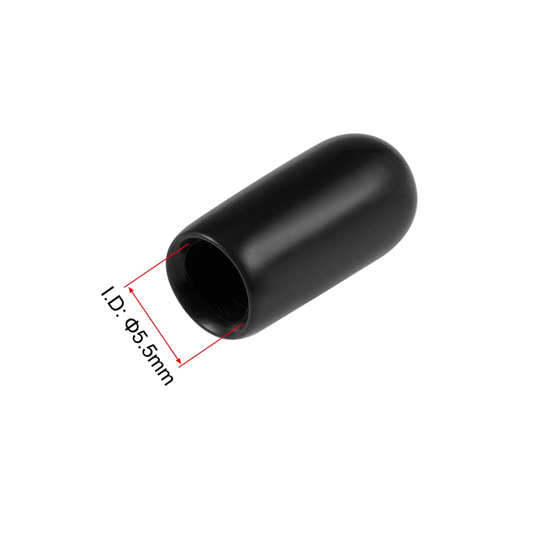 20pcs Rubber End Caps 5.5mm ID Vinyl Round Tube Bolt Cap Cover Thread Protectors Black (20 Count)