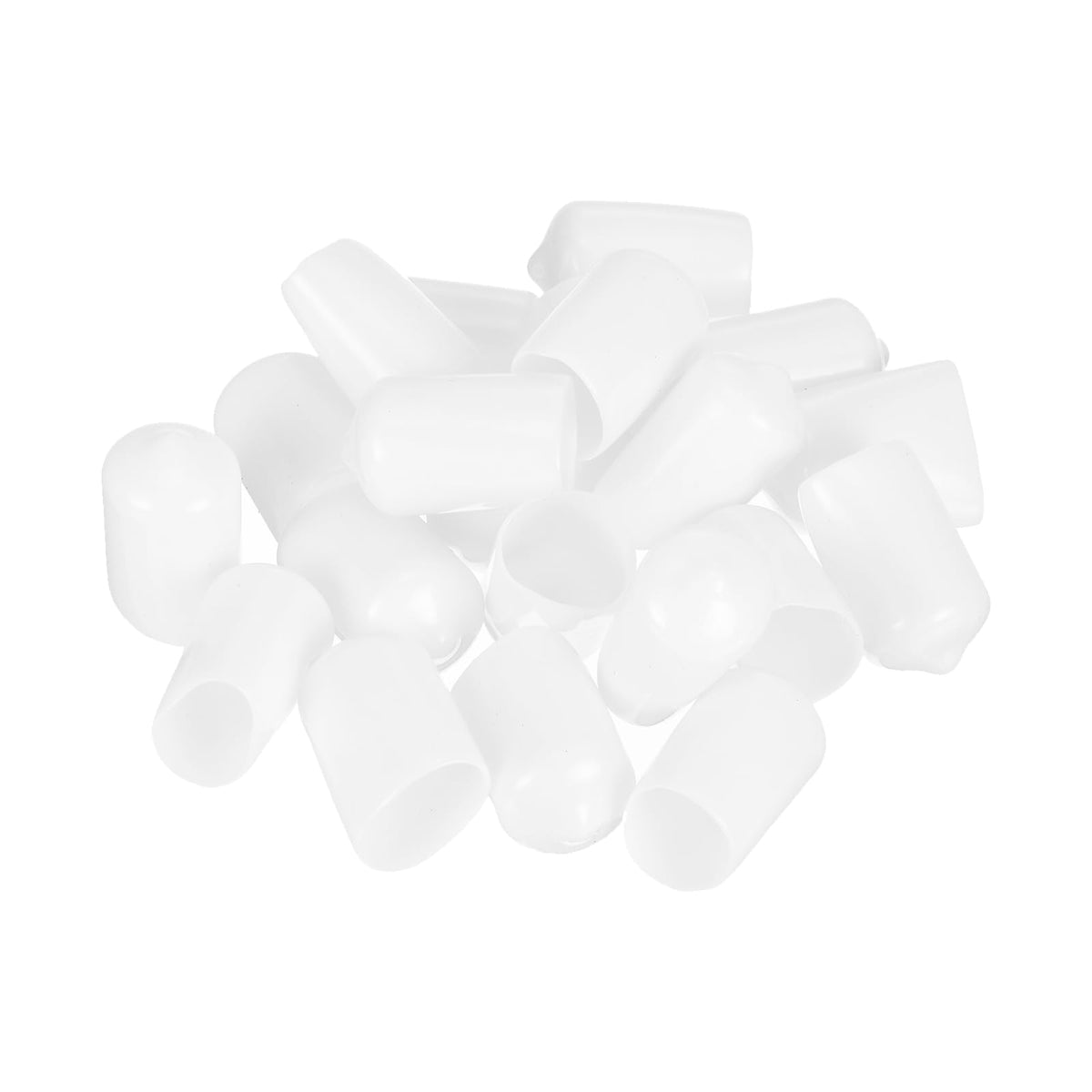 20pcs Rubber End Caps 14.5mm ID Vinyl Round Tube Bolt Cap Cover Thread Protectors White