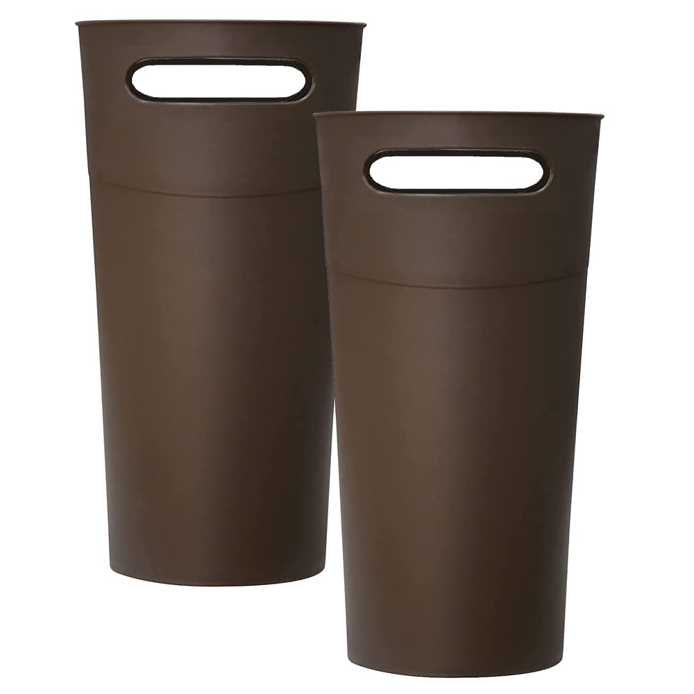 Small Trash Can Plastic Bathroom Wastebasket 3.2 Gallon Slim Garbage Container Bin with Handle for Home Kitchen Bathroom Bedroom Office (2 Count)