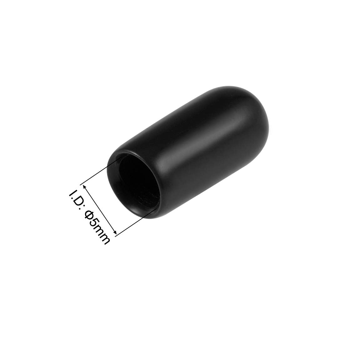 20pcs Rubber End Caps 5mm ID Vinyl Round Tube Bolt Cap Cover Thread Protectors Black (20 Count)