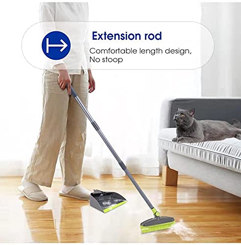 Adjustable Rubber Push Broom and Dustpan Set