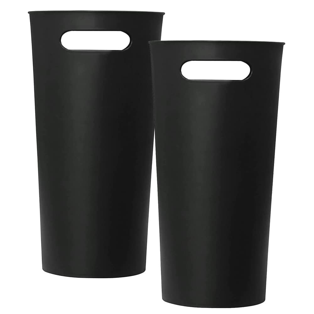 Small Trash Can Plastic Bathroom Wastebasket 3.2 Gallon Slim Garbage Container Bin with Handle for Home Kitchen Bathroom Bedroom Office (2 Count)
