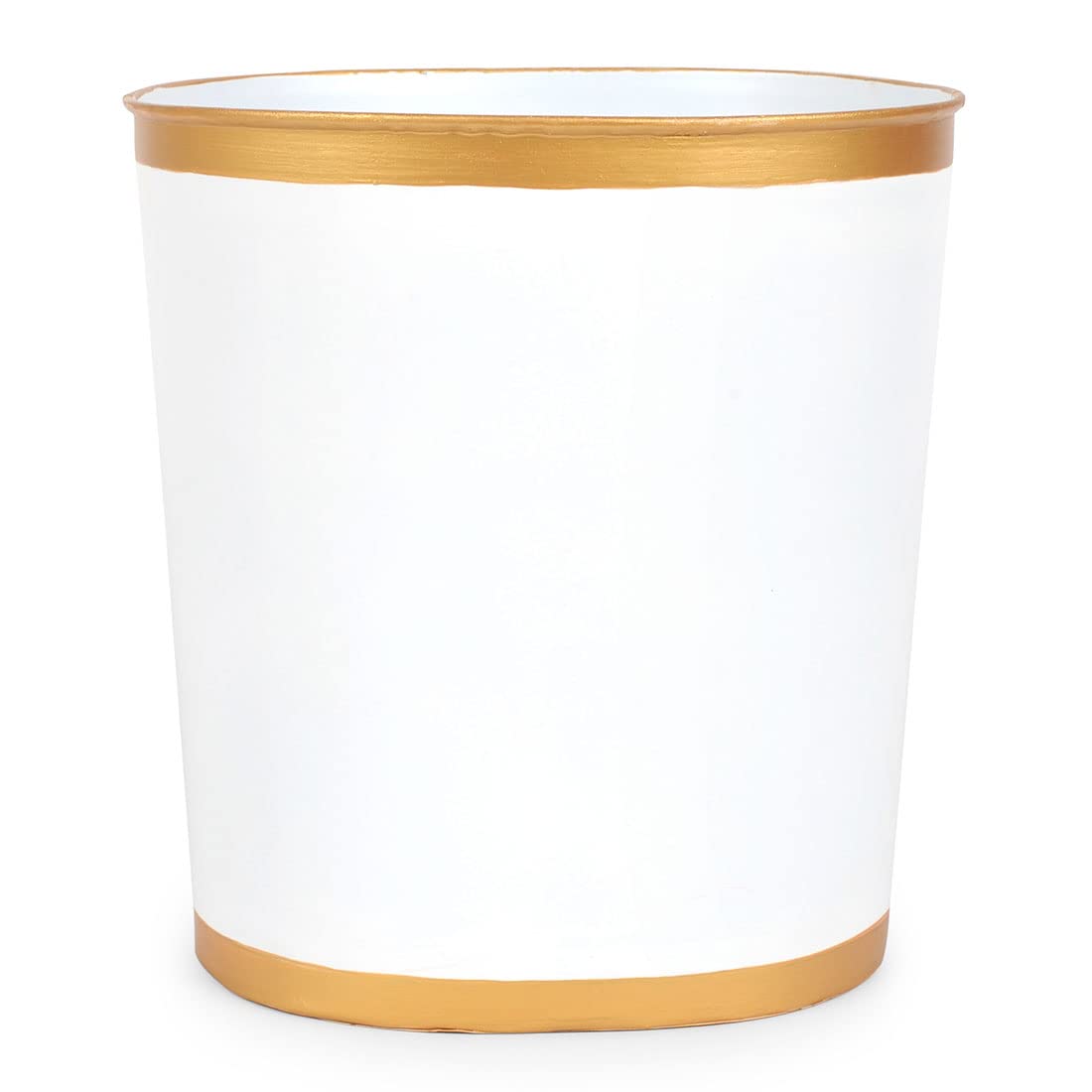 Mattie Decorative White and Gold Bathroom Trash Can