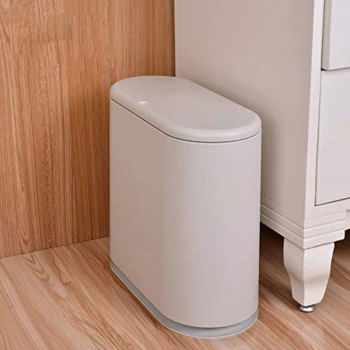 Slim Plastic Trash Can with Press Top Lid