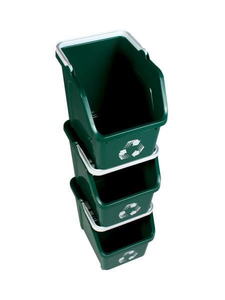 Green Recycle Bin 6 Gallon Stackable Recycle Bins for Kitchen with Handle