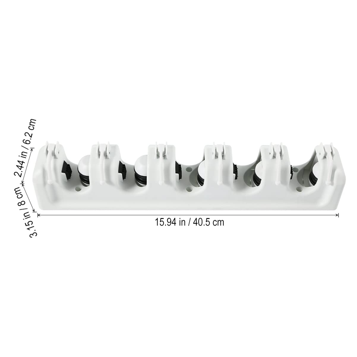 Mop and Broom Holder Wall Mounted Storage Rack Slots Hooks for Garage Garden Kitchen Organization Versatile Umbrella and Tool Storage Rack White