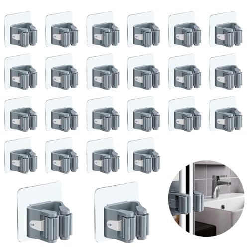 24 Pack Self Adhesive Broom Holder Wall Mount (24 Count)