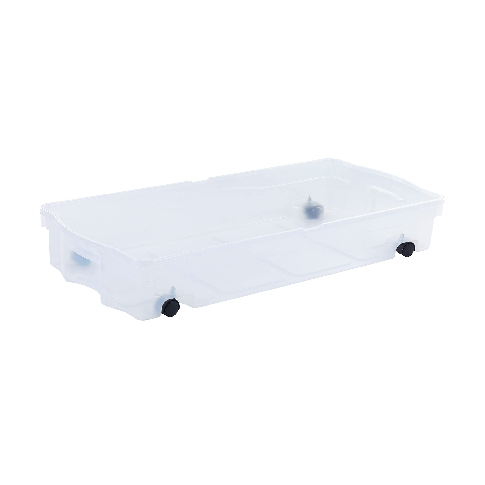 68 Quart Under the Bed Low Profile Storage Boxes with Dual Hinged Lids and Easy Rolling Caster Wheels (2 Count)