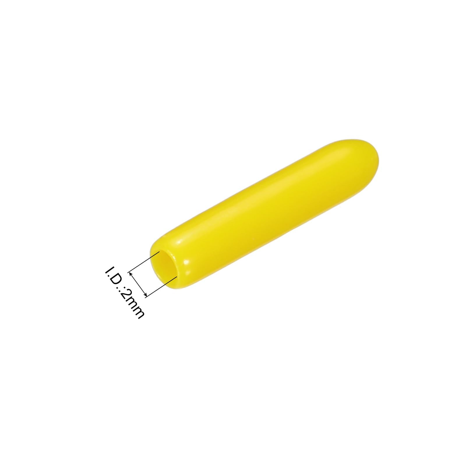 20pcs Rubber End Caps 2mm ID Vinyl PVC Round Tube Bolt Cap Cover Screw Thread Protectors Yellow