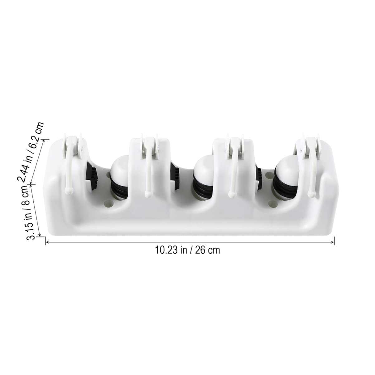 Mop Broom Holder Slots and Hooks for Efficient Storage Garage Garden and Kitchen Wall Mounted Organizer for Mops Brooms and Cleaning Tools White