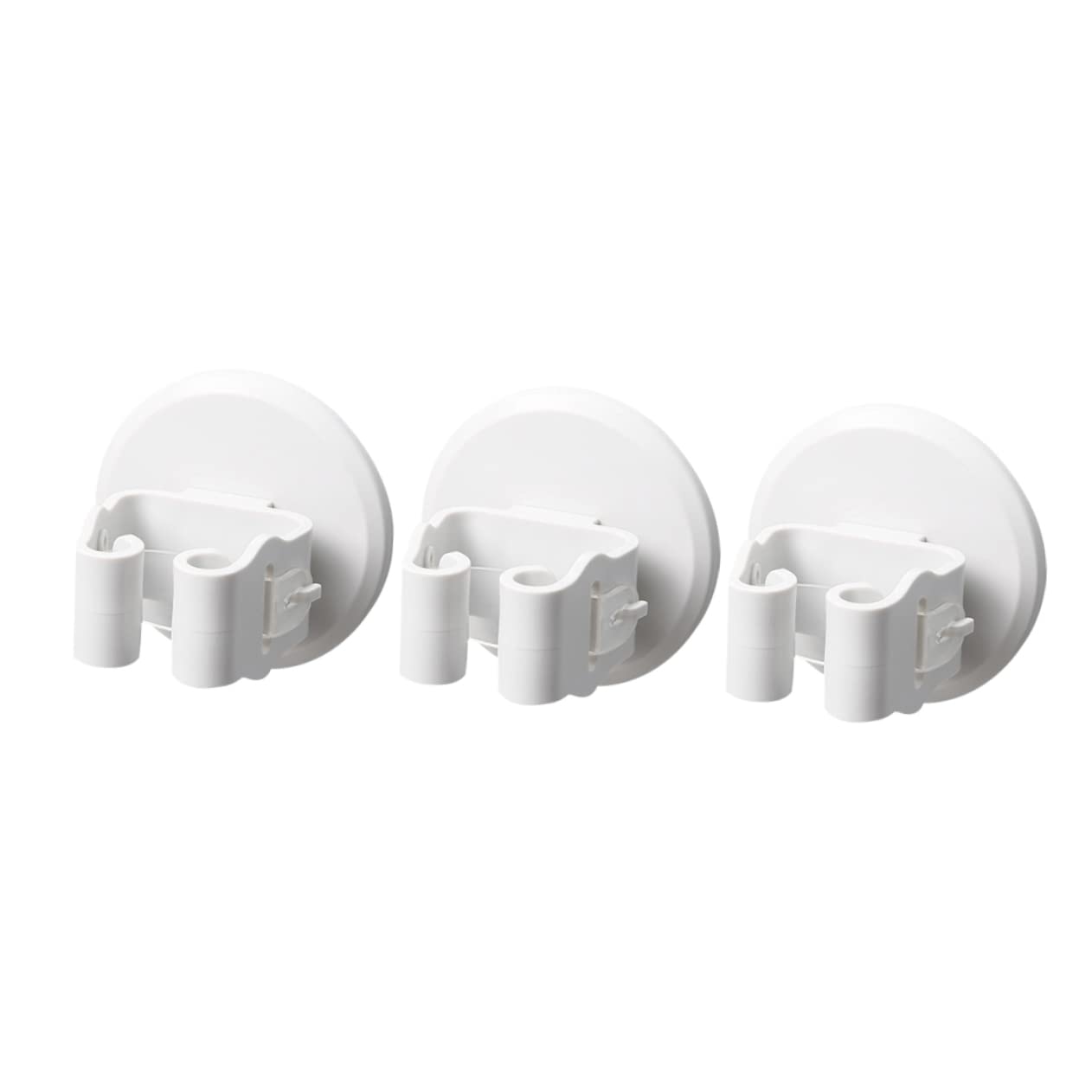 3pcs Wall Mounted Mop Broom Holder White Slip Suction Clips No Drill Storage Rack for Bathroom Kitchen Balcony Organizing Cleaning Tools