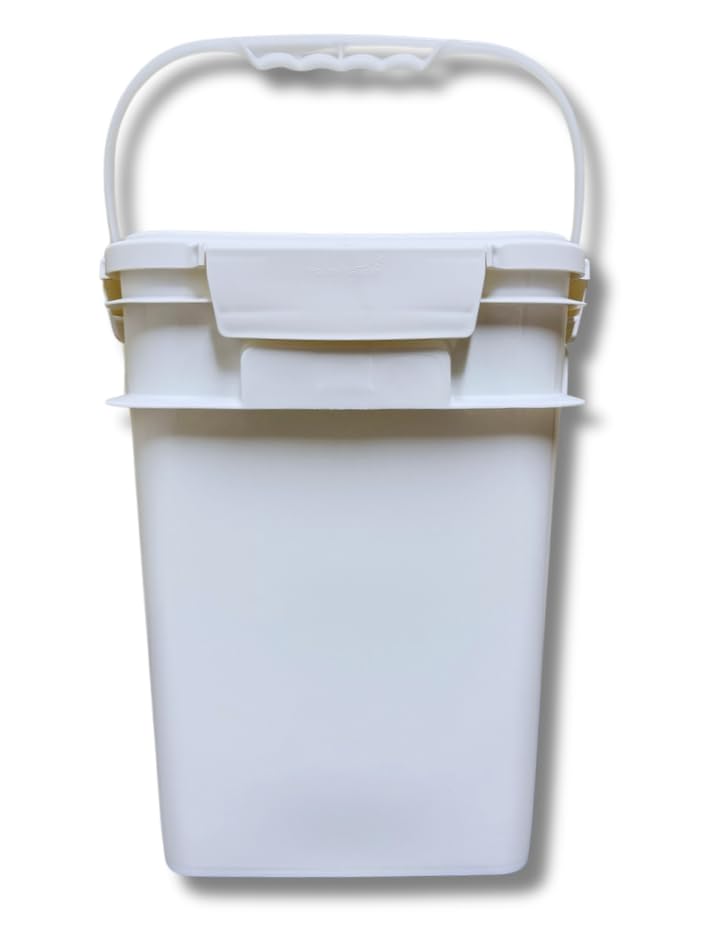 4 Gallon Square Food Grade Bucket Pail with Plastic Handles and Lid