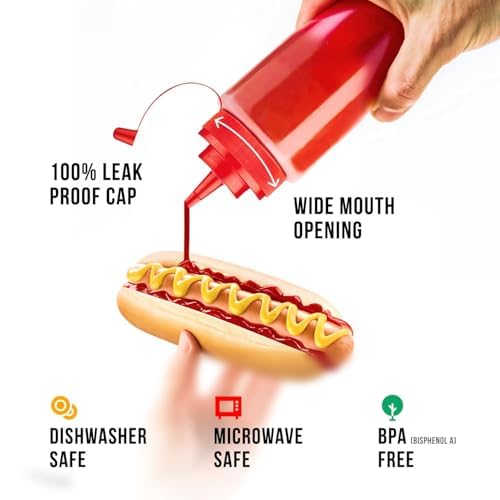 12 oz Condiment Squeeze Bottles for Sauces (3 Count)
