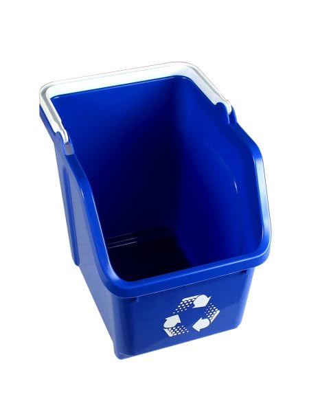 Blue Recycle Bin 6 Gallon Stackable Recycle Bins for Kitchen with Handle